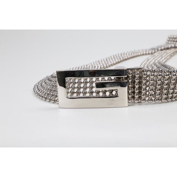 Vintage Silver Ball Chain Belt Metallic Mesh Y2K Boho Statement Size M main image 8